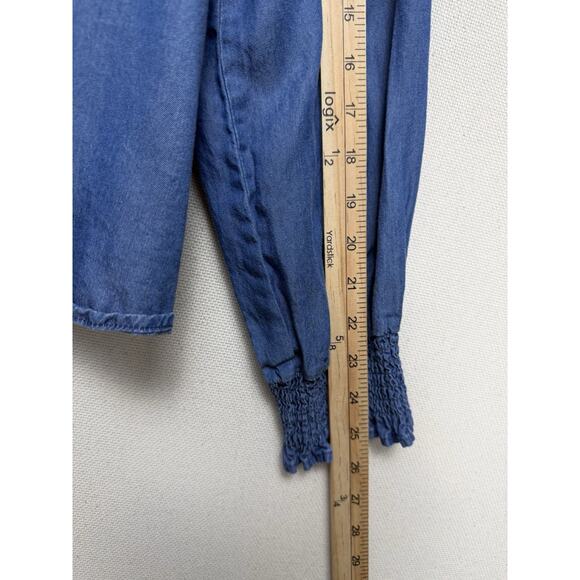 Calligraphie Women’s Blouse Top Blue Pinch Pleated Shoulders Long Sleeve Sz XL - Picture 13 of 14